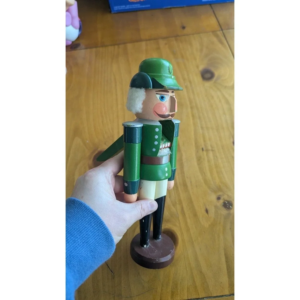 Rare Expertic Erzgebirge Vintage Nutcracker Soldier Green Uniform East‎ Germany